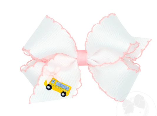 Medium Back to School Moonstitch Edge Grosgrain Bow, School Bus