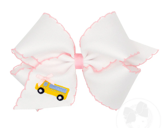 King Back to School Moonstitch Edge Grosgrain Bow,  School Bus