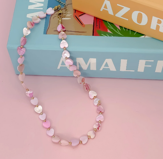 Multi Heart Stone Necklace, Pink - Magpies Paducah