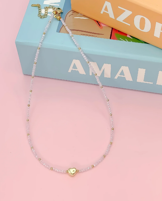 Tiny Gold Heatbeat Necklace, Blush - Magpies Paducah