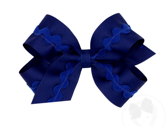 Medium Ric-Rac Bow, Light Navy - Magpies Paducah