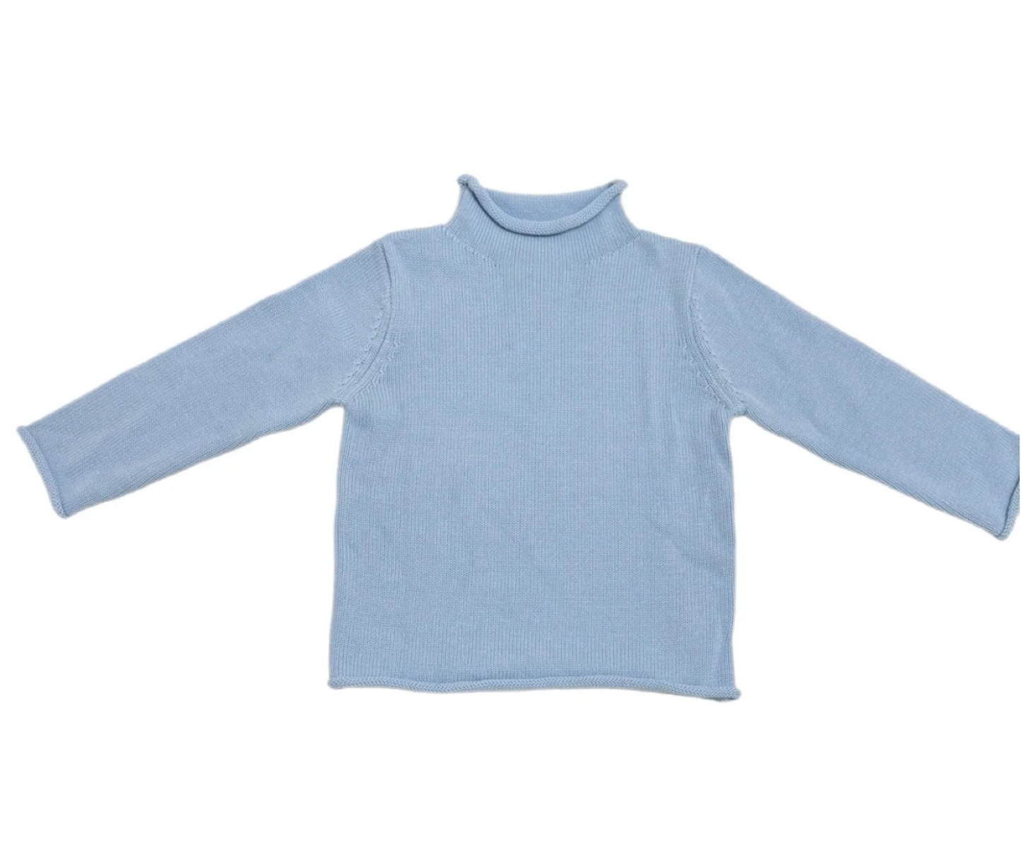 Cotton Knit Rollneck Sweater, Light Blue - Magpies Paducah