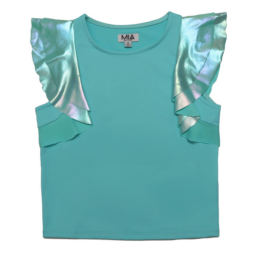 Flutter Top, Blue - Magpies Paducah