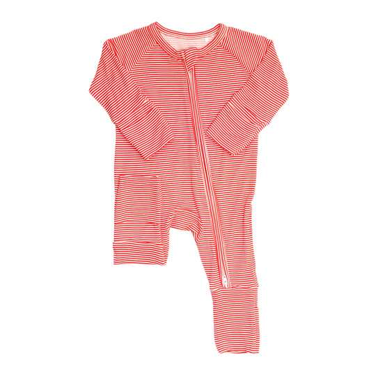 Mini Stripe Sleep Romper, Red - Magpies Paducah