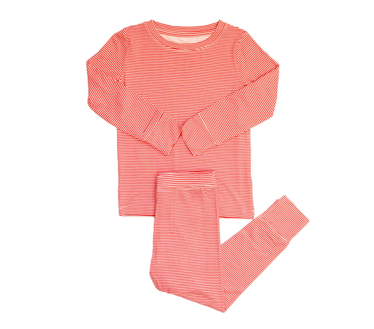 Mini Stripe Pajama Set, Red - Magpies Paducah