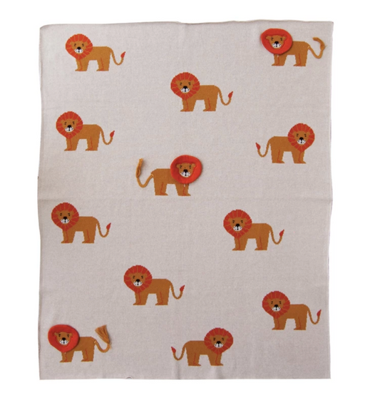 Knit Baby Blanket, Lions - Magpies Paducah