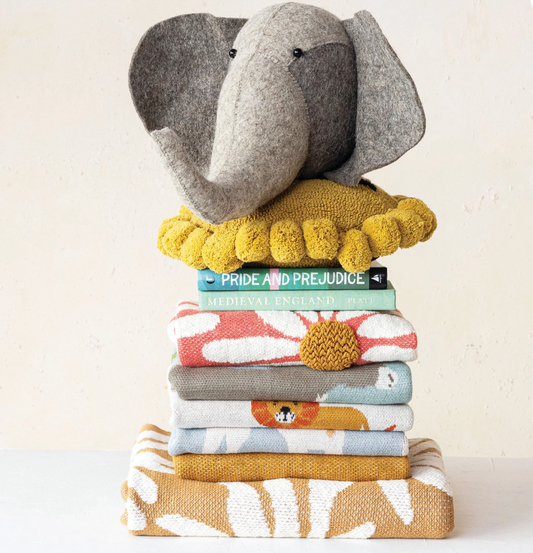 Knit Baby Blanket, Lions - Magpies Paducah