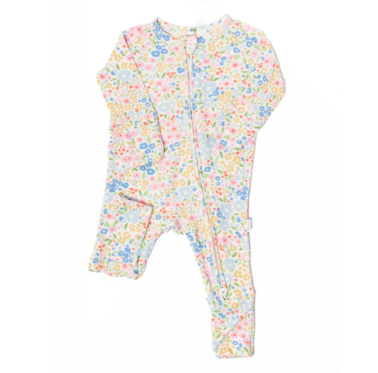 Multi-colored Flower Sleep Romper - Magpies Paducah