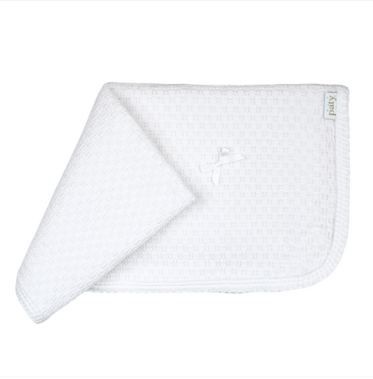 Paty Knit Swaddle, White/White Trim - Magpies Paducah