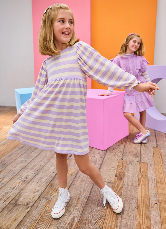 Rugby Dress, Lavender Multi Stripe - Magpies Paducah