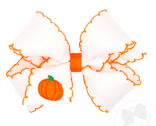 Medium Moonstitch Bow, Embroidered Pumpkin - Magpies Paducah