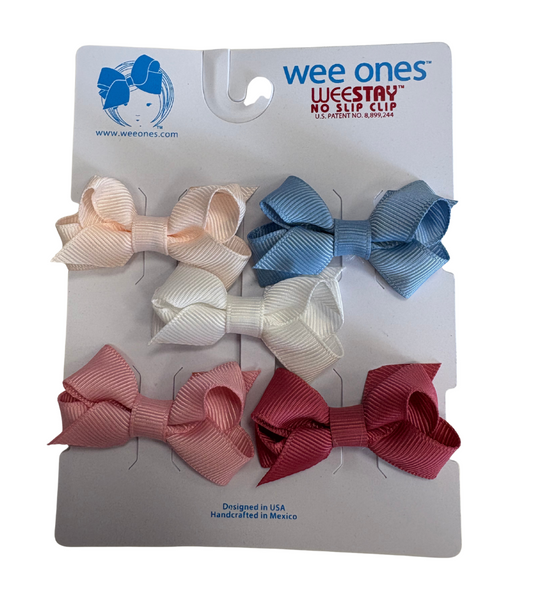 5 Pack Tiny Grosgrain Bows, Winter Colors - Magpies Paducah