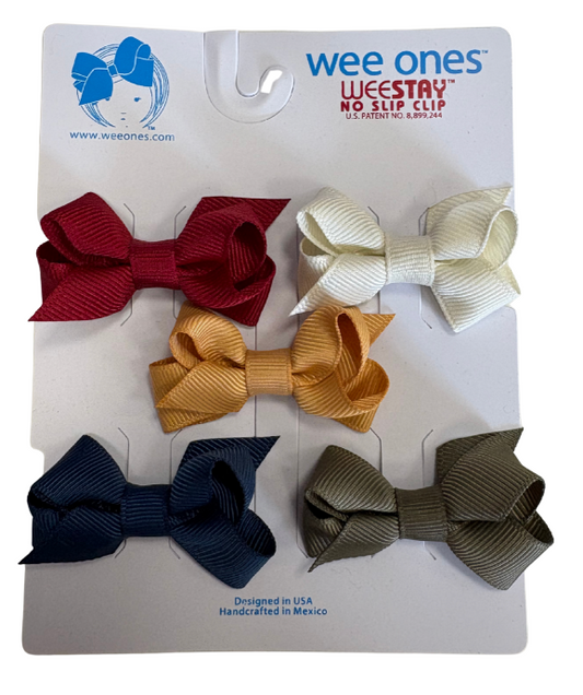 5 Pack Tiny Grosgrain Bows, Fall Colors - Magpies Paducah