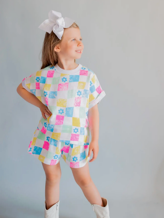 All Over Checker French Terry Short - Magpies Paducah