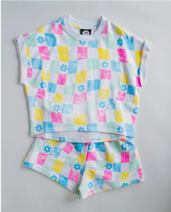 All Over Checker French Terry Tee - Magpies Paducah