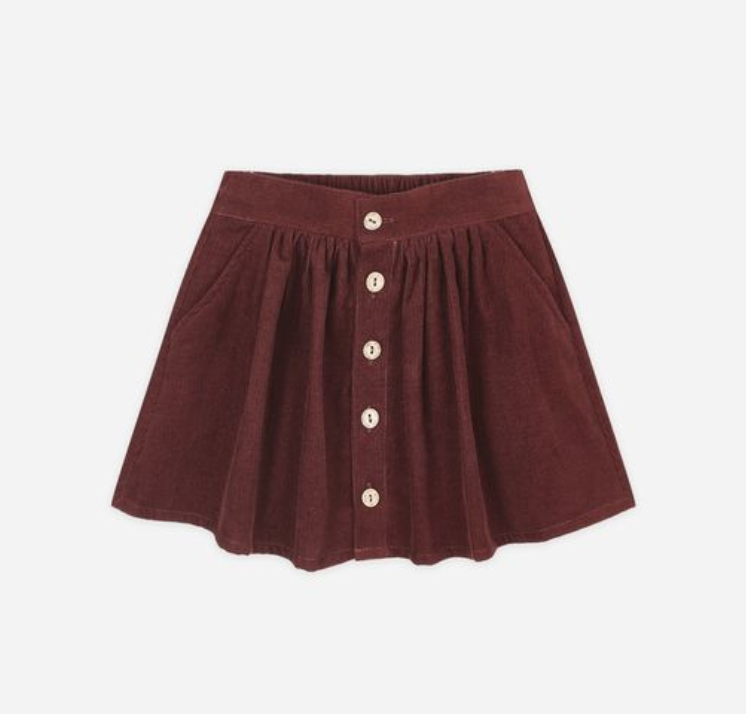 Button Front Mini Skirt, Burgundy | 4-5y - Magpies Paducah