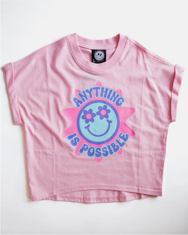 Anything Is Possible Printed Tee, Bubble Gum Pink - Magpies Paducah