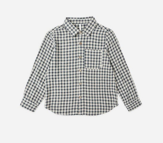 Collared Long Sleeve Shirt, Navy Check - Magpies Paducah