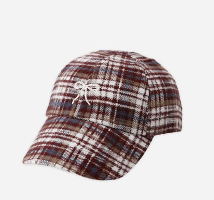 Baseball Hat, Burgundy Plaid - Magpies Paducah