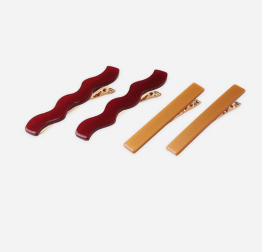 Wavy Clip Set | Burgundy, Golden - Magpies Paducah