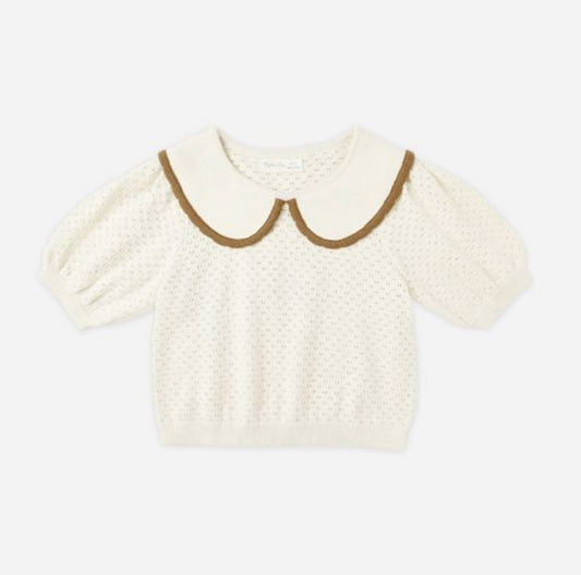 Pointelle Collared Top, Natural - Magpies Paducah