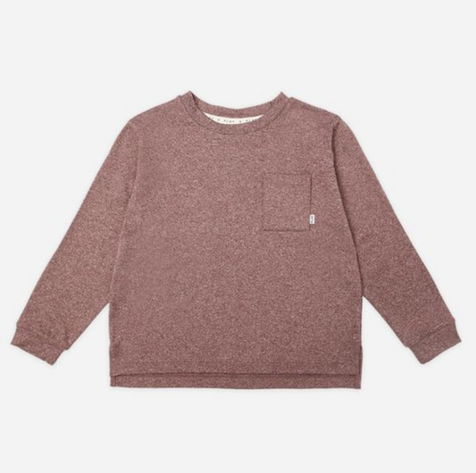 Long Sleeve Pocket Tee, Heathered Burgundy - Magpies Paducah