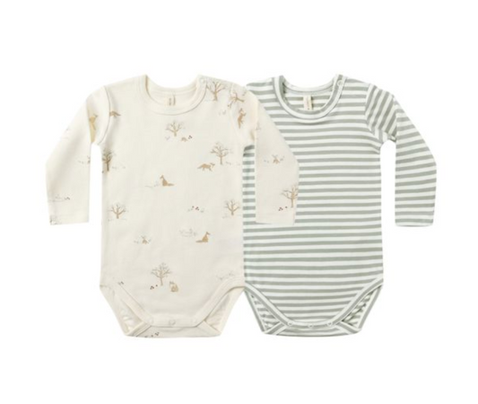 Jersey Bodysuit 2-Pack | Fox Land, Fern Stripe