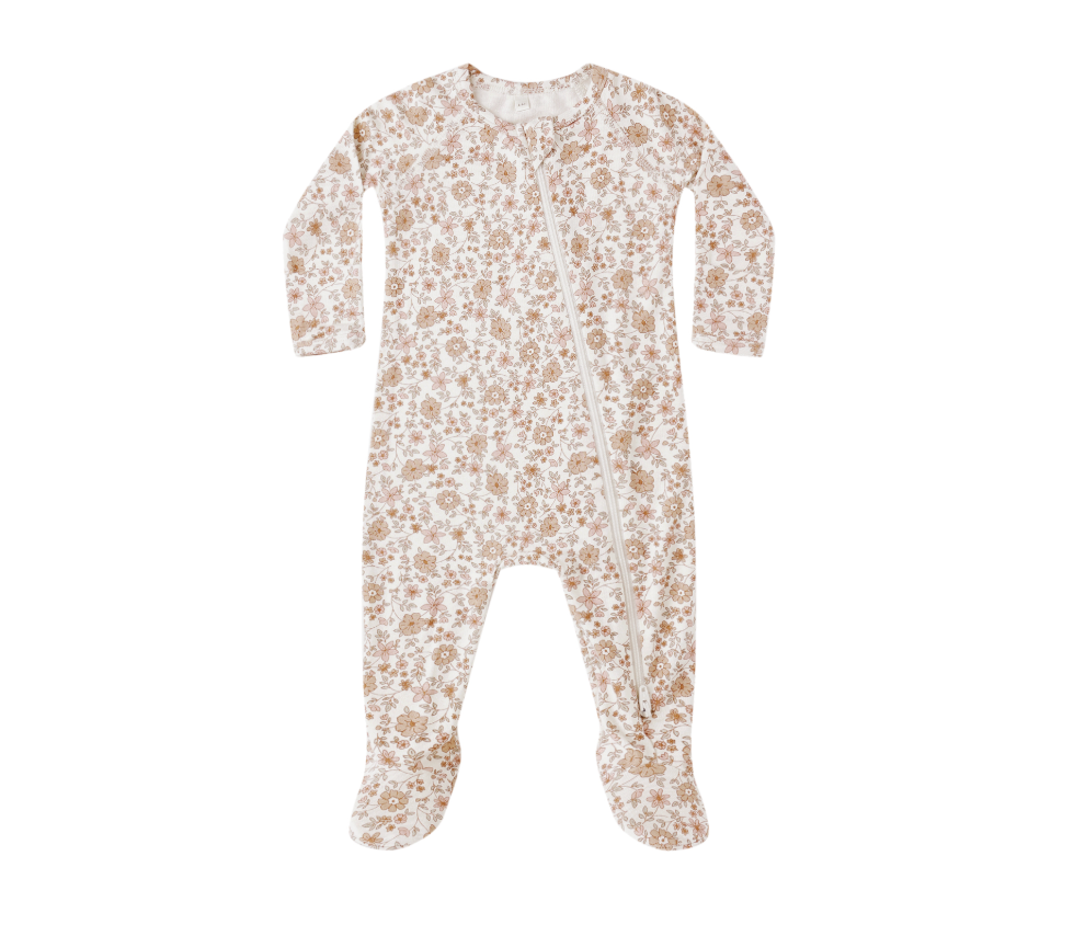 Bamboo Zip Footie, Bloom | 6-12m - Magpies Paducah