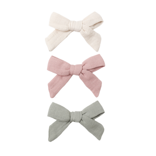 Bow Clip Set of 3 | Natural, Fern, Rose - Magpies Paducah