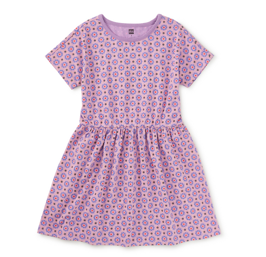 Short Sleeve Twirl Dress, Korean Tiles