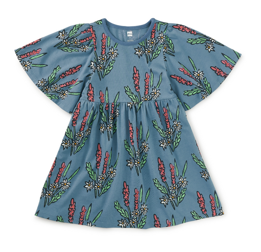 Butterfly Sleeve Dress, Block Print Floral