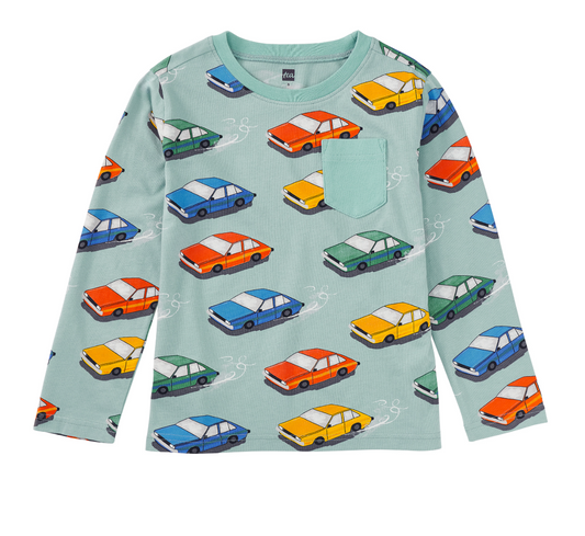 Long Sleeve Pocket Tee, Vintage Cars