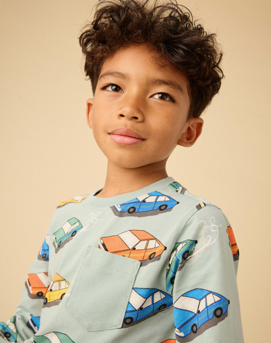 Long Sleeve Pocket Tee, Vintage Cars