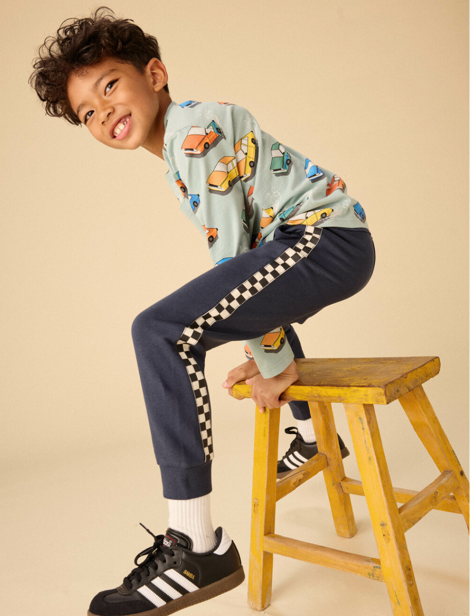 Stripe-Out Joggers, Indigo - Magpies Paducah