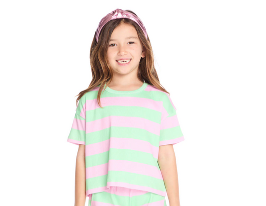 Devin Tee, Pink Aloe Stripe - Magpies Paducah