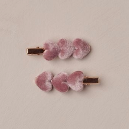 Velvet Heart Clips, Raspberry - Magpies Paducah