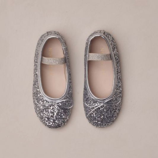 Ballet Flats, Silver Sparkle - Magpies Paducah
