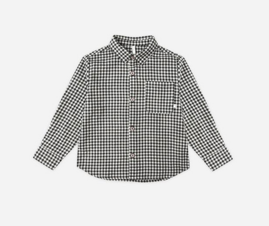 Collared Long Sleeve Shirt, Black Gingham - Magpies Paducah