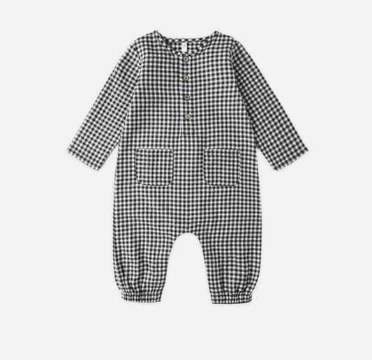 Woven Jumpsuit, Black Gingham - Magpies Paducah
