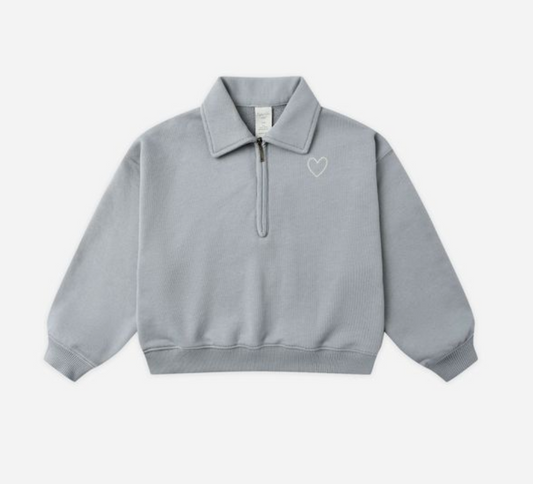 Quarter Zip Sweatshirt, Dusty Blue - Magpies Paducah