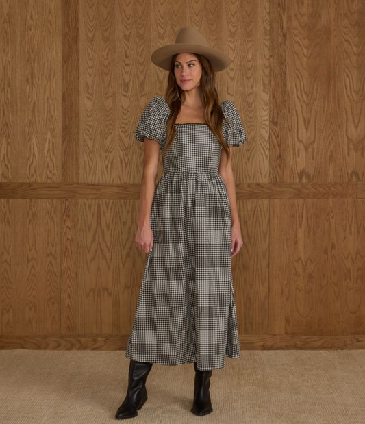 Women's Chiara Dress, Black Gingham - Magpies Paducah