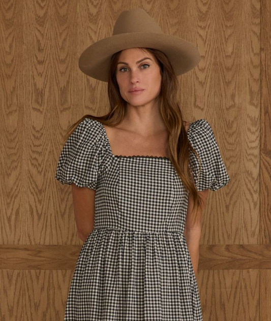 Women's Chiara Dress, Black Gingham - Magpies Paducah