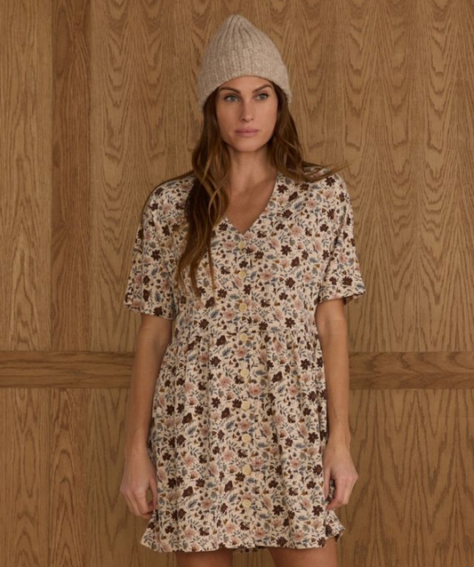 Women's Button Jersey Mini Dress, Posy - Magpies Paducah