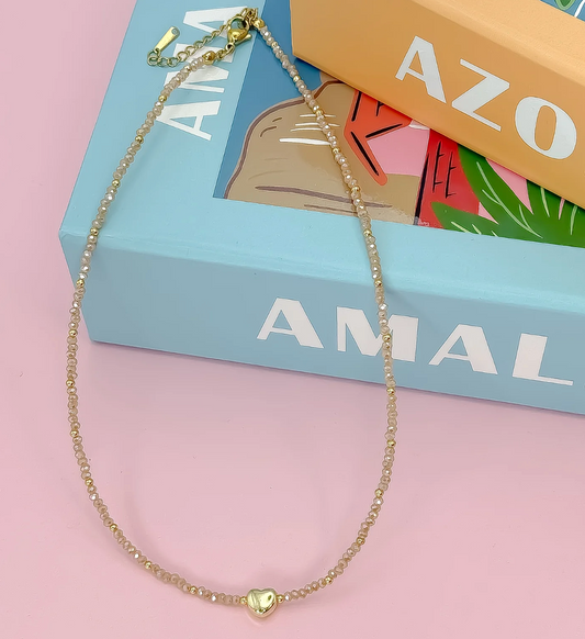 Tiny Gold Heatbeat Necklace, Nude - Magpies Paducah