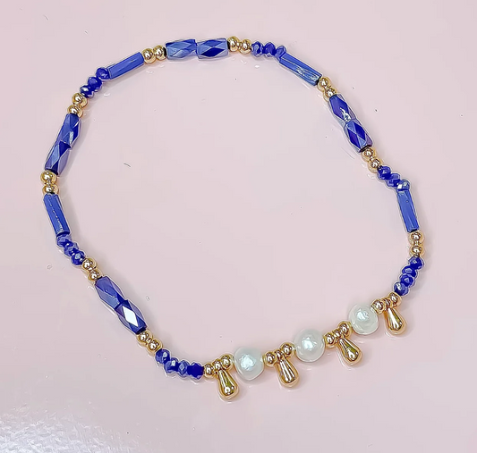 Princess Pearls Beaded Bracelet, Navy Blue - Magpies Paducah