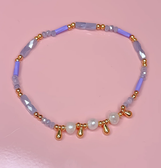 Princess Pearls Beaded Bracelet, Purple - Magpies Paducah