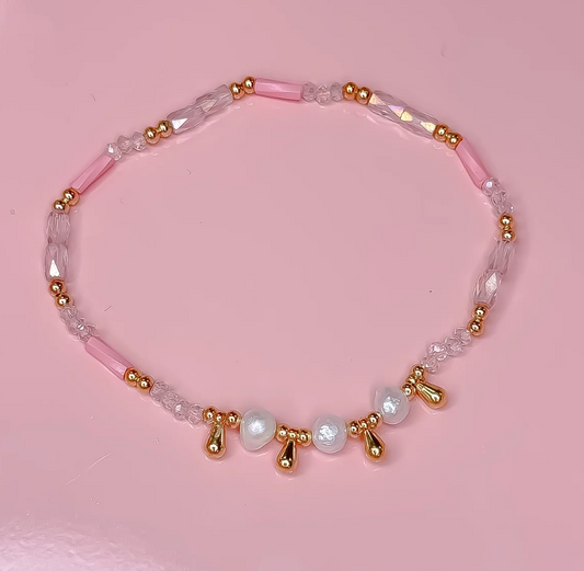Princess Pearls Beaded Bracelet, Light Pink - Magpies Paducah
