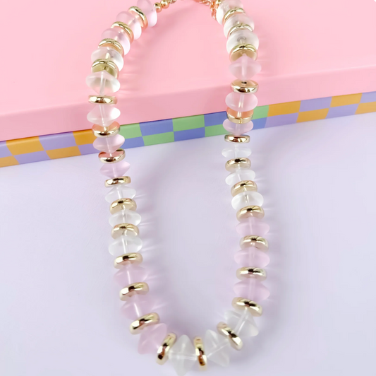 Frosted Blush Beaded Necklace - Magpies Paducah