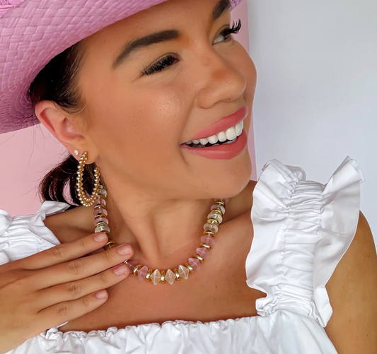 Frosted Blush Beaded Necklace - Magpies Paducah