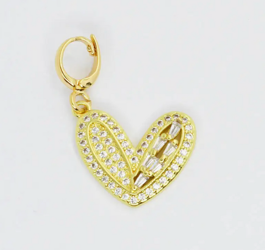 Pave' Gold Heart Charm - Magpies Paducah